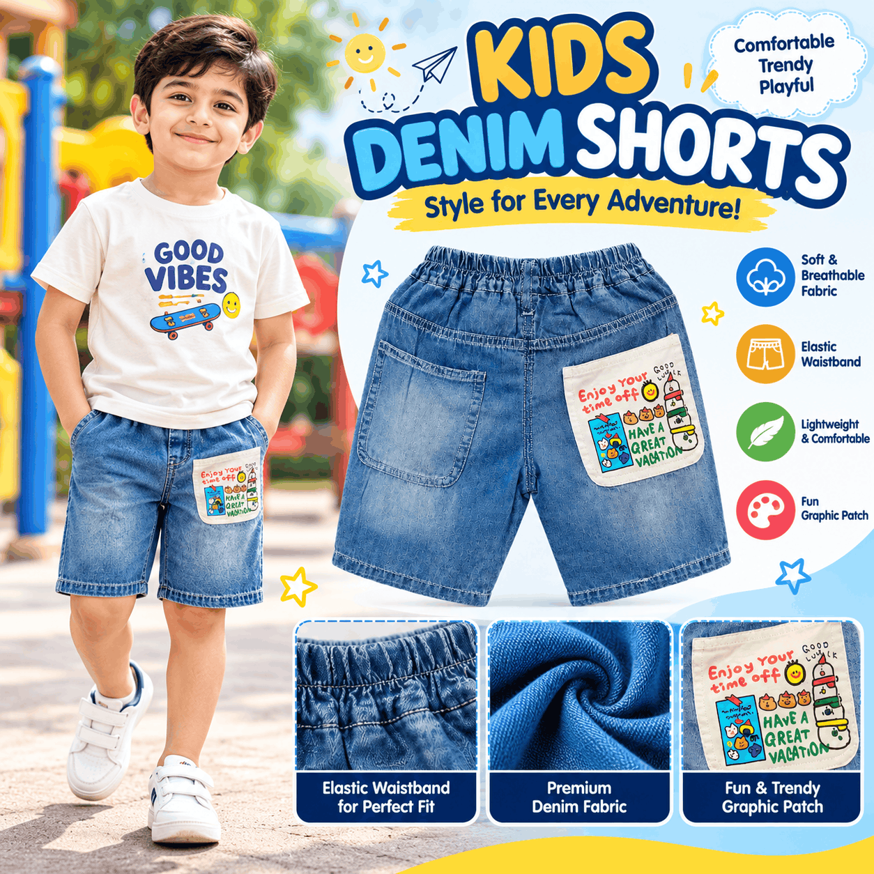 Boys Casual Denim Shorts