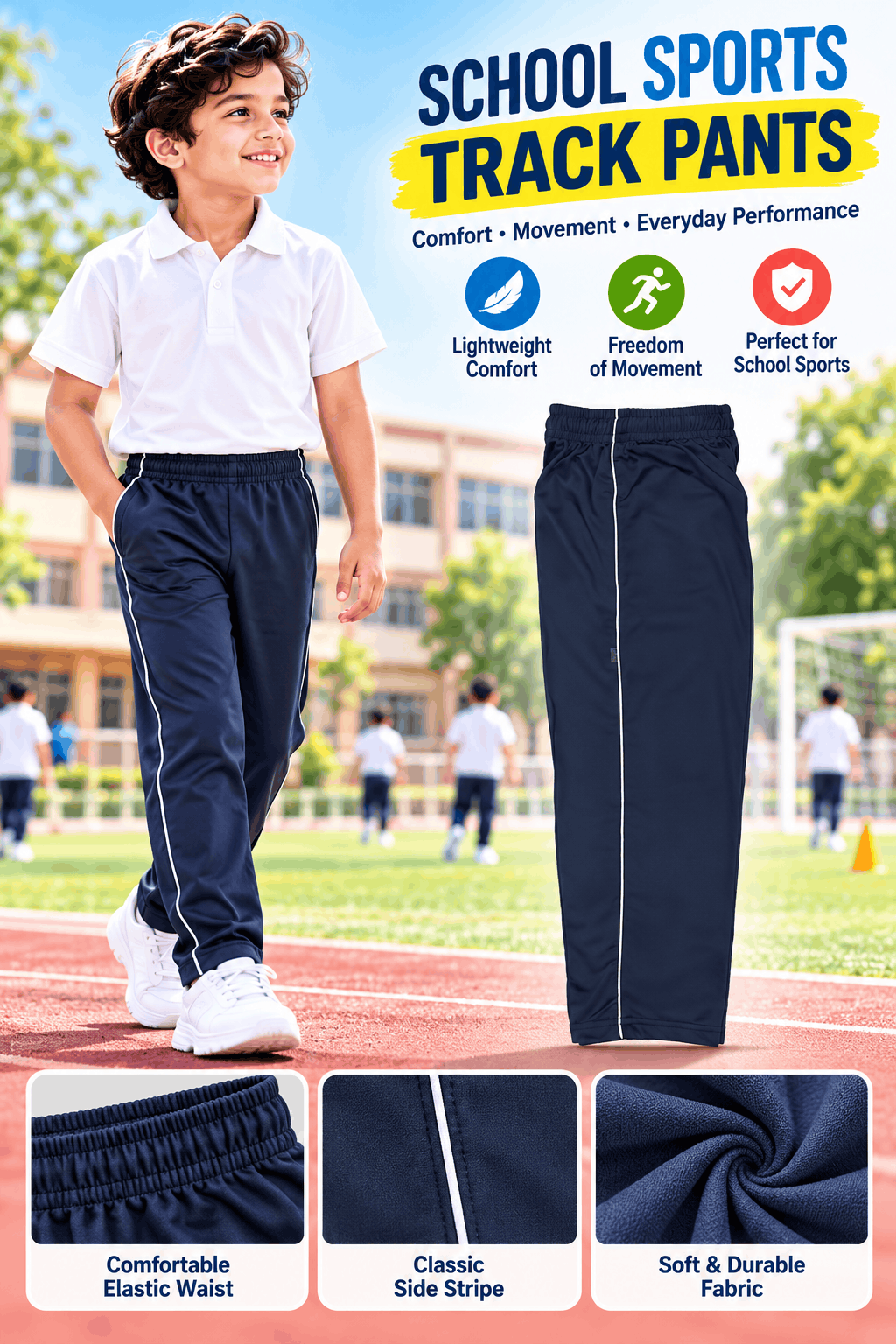 Blue Uniform Track Pants