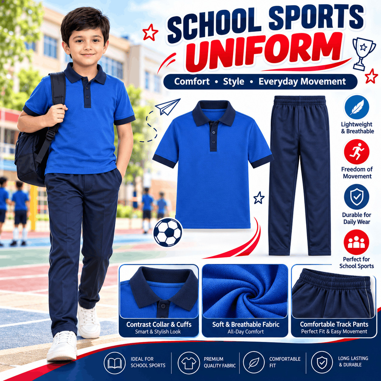 Premium School Uniform Polo & Trousers Set
